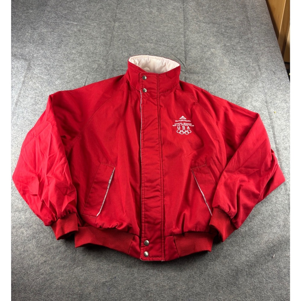 VTG 1992 USA Olympic Team Jacket Swingster Red Georgia-Pacific Large Made USA